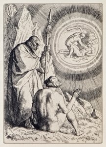 Michael zeigt Adam eine Vision aus Das verlorene Paradies von John Milton, eine Serie von 12 Illustrationen von William Strang