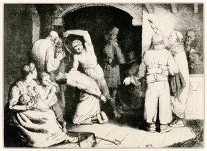 Die Geißelung des Treuen aus Der Pilgerreise von John Bunyan, Illustration von William Strang