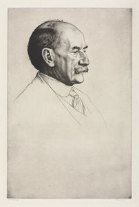 Thomas Hardy, nach rechts blickend