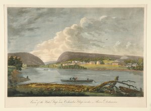 Ansicht des Water Gap und der Columbia Glass Workshop von William Strickland