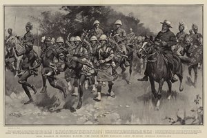 Heldenverehrung durch freundliche Eingeborene, der Marsch der Highland Light Infantry durch Basutoland von William T. Maud