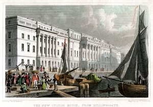 Das neue Zollhaus, von Billingsgate, City of London, ca. 1830 von William Tombleson