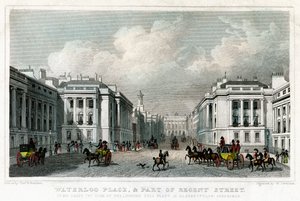 Waterloo Place und ein Teil der Regent Street, Westminster, London, 1828 von William Tombleson