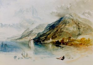 Das Schloss von Chillon am Genfer See, von Villeneuve aus gesehen