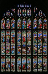 Die Geburt Christi und das Thema der Taufe, 1859 (Buntglas)