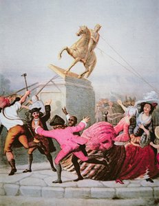 New Yorker Patrioten reißen die Statue von George III am Bowling Green nieder, 9. Juli 1776 von William Walcutt