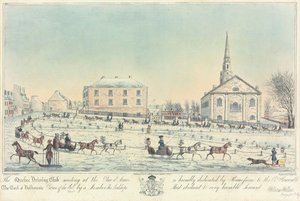 Das Treffen des Quebec Driving Club auf dem Place d’Armes, graviert von J. Smillie Jr., 1826
