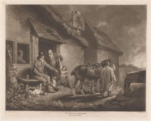 Jäger und Jagdhunde mit ihrer Beute bei einem Gasthaus von William Ward