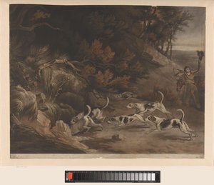 Jäger und Jagdhunde auf Fuchsjagd