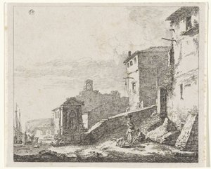 Ansicht eines Dorfes an einem Hafen von William Young Ottley (possibly)