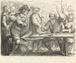 Musiker und Trinker in einer Herberge