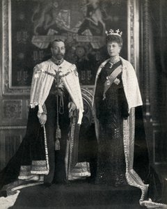 König Georg V. und Königin Mary bei ihrer ersten Parlamentseröffnung, 6. Februar 1911, 1951 von William and Daniel Downey