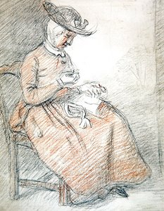 Sitzende Frau beim Nähen von William of Bath Hoare