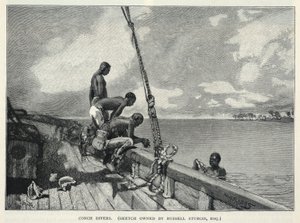 Ein Hurrikan, Hanfanbau, auf Abaco Island, eine Blumenverkäuferin, Conch-Taucher, aus The Century Magazine, Februar 1887 von Winslow Homer