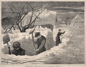Ein Wintermorgen, - Schneeschaufeln, 1871