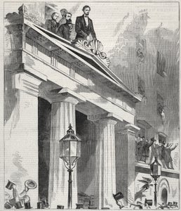 Abraham Lincoln, der gewählte Präsident, spricht zu den Menschen vom Balkon des Astor House, 9. Februar 1861