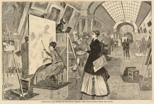 Kunststudenten und Kopisten in der Louvre-Galerie, Paris