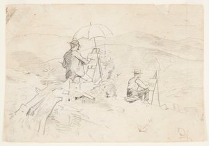 Künstler beim Skizzieren in den Weißen Bergen von Winslow Homer
