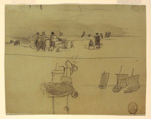 Strandszene mit Frauen, die Körbe tragen, Cullercoats, England, 1881–82