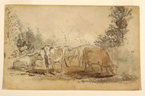 Vier Kühe auf einer Weide, ca. 1855–60 von Winslow Homer