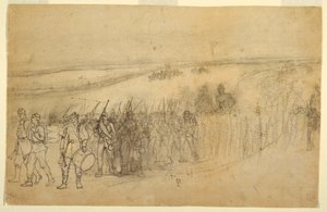 Zeichnung, Marschierende Infanteriekolonne, ca. 1862