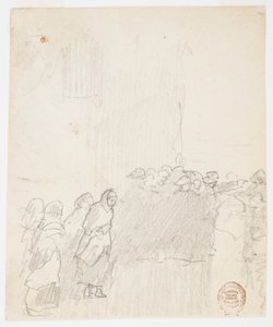 Männer und Frauen blicken aufs Meer, Cullercoats, England von Winslow Homer