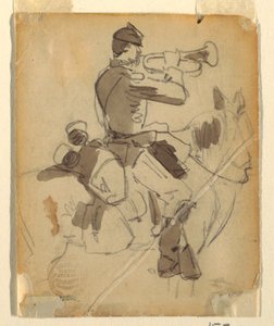 Zeichnung, Berittener Trompeter, 1862