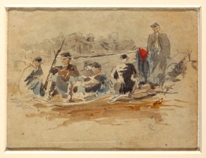 Soldaten in einer Gruppe sitzend, 1862