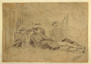 Zeichnung, Studie für "Die Angelgesellschaft", ca. 1869 von Winslow Homer