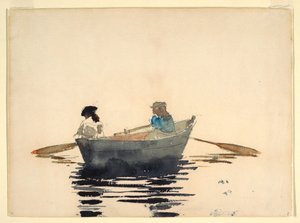 Zwei Mädchen in einem Ruderboot