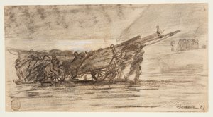 Fischer, die ein Boot an Land ziehen, Cullercoats, England