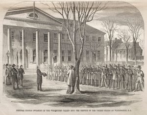 General Thomas vereidigt die Freiwilligen, die in den Dienst der Vereinigten Staaten in Washington, D.C. berufen wurden