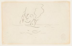 Mann in einem Kanu mit Harpune von Winslow Homer