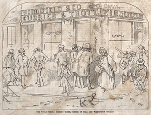Die kalte Periode, Boston - Szene, Ecke Milk und Washington Streets, 1858