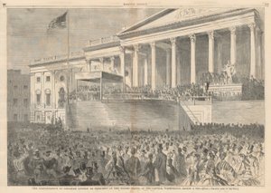 Die Amtseinführung von Abraham Lincoln als Präsident der Vereinigten Staaten, am Kapitol, Washington, 4. März 1861; aus Harper von Winslow Homer