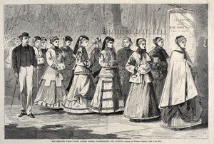 Der Morgenspaziergang - Junge Damen promenieren auf der Allee, 1868