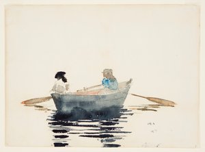Zwei Mädchen in einem Ruderboot