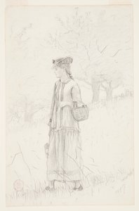 Junge Frau mit einem Korb von Winslow Homer
