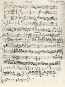 Beginn der Klaviersonate A-Moll. KV310. Autograph