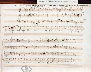 Notenblatt von Querite primum regnum Dei von Mozart zur Erlangung des Titels Accademico filarmonico (1770) von Wolfgang Amadeus Mozart