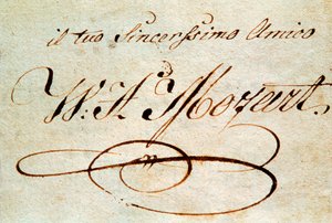 Unterschrift des österreichischen Komponisten Wolfgang Amadeus Mozart (1756-1791) von Wolfgang Amadeus Mozart
