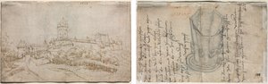 Ansicht eines Schlosses (recto); Achteckiger Becher (verso)