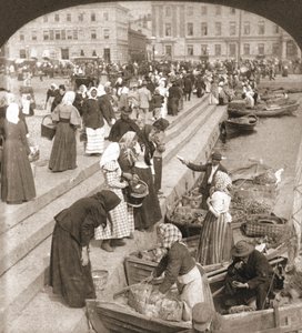 Marktboote, Helsingfors, Finnland, 1898 von Works and Sun Sculpture Studios