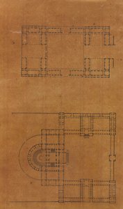 Seite aus einem Sammelalbum mit Zeichnungen und mehreren Architekturabdrücken, ca. 1800-1850 von Workshop of Charles Percier, Workshop of Pierre