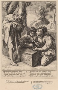 Gib dein Erspartes nicht zu früh aus von Workshop of Hendrick Goltzius, after Karel van Mander I