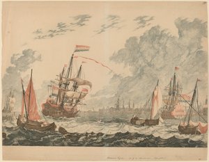 Der Fluss IJ in Amsterdam, 1680er-1690er Jahre von Workshop of Johann Teyler