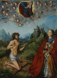 Christus und die Jungfrau, die für die Menschheit vor Gott dem Vater Fürsprache einlegen (Die drei Plagen)