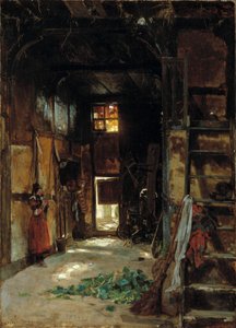 Innenraum eines westfälischen Bauernhauses, 1852 von Worthington Whittredge