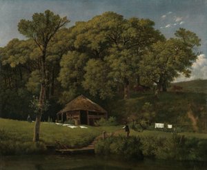 Eine Scheune am Ufer eines Baches in Gelderland