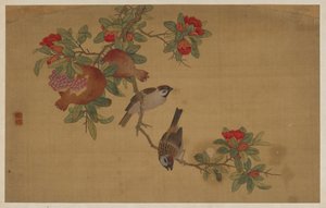 Vögel, Früchte und Blumen, Qing-Dynastie, 1741
